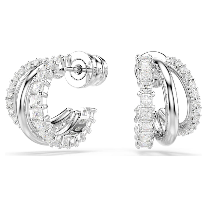 Swarovski Hyperbola Rhodium Plated Hoop Earrings With Clear Cubic Zirconia 5737110
