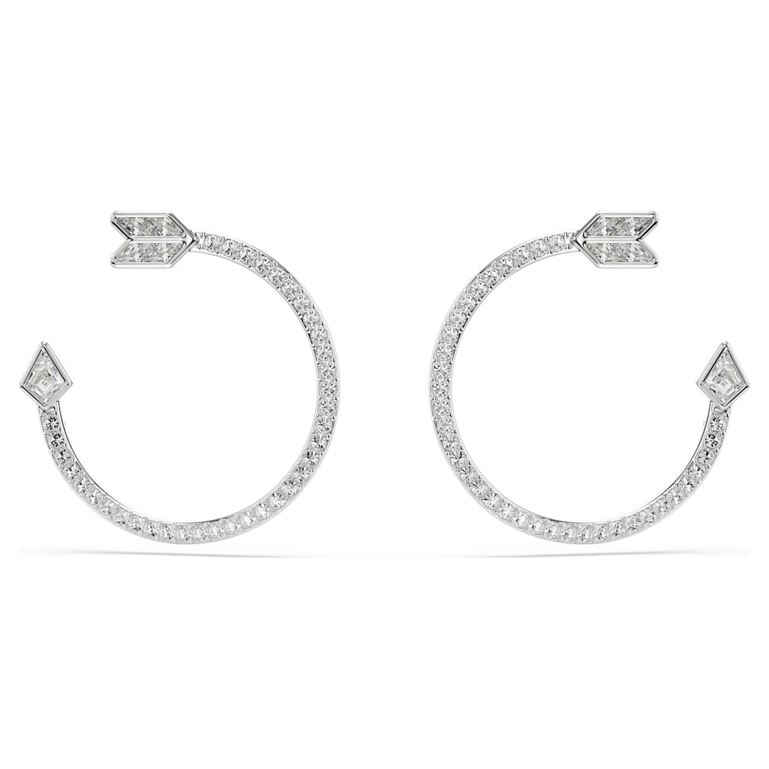 Swarovski Idyllia Rhodium Plated Hoop Arrow Earrings With Clear Crystals 5741522