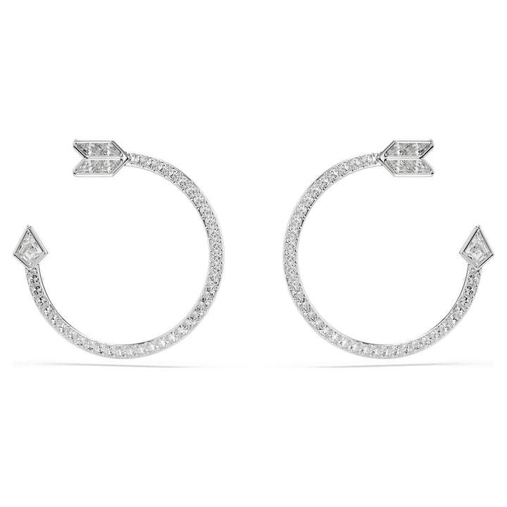 Swarovski Idyllia Rhodium Plated Hoop Arrow Earrings With Clear Crystals 5741522