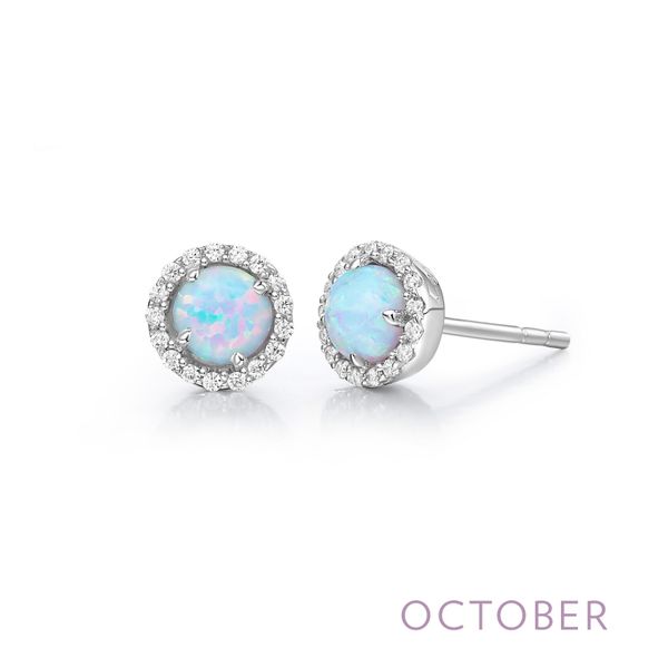 Lafonn Sterling Silver Synthetic Opal And Cubic Zirconia Stud Earrings