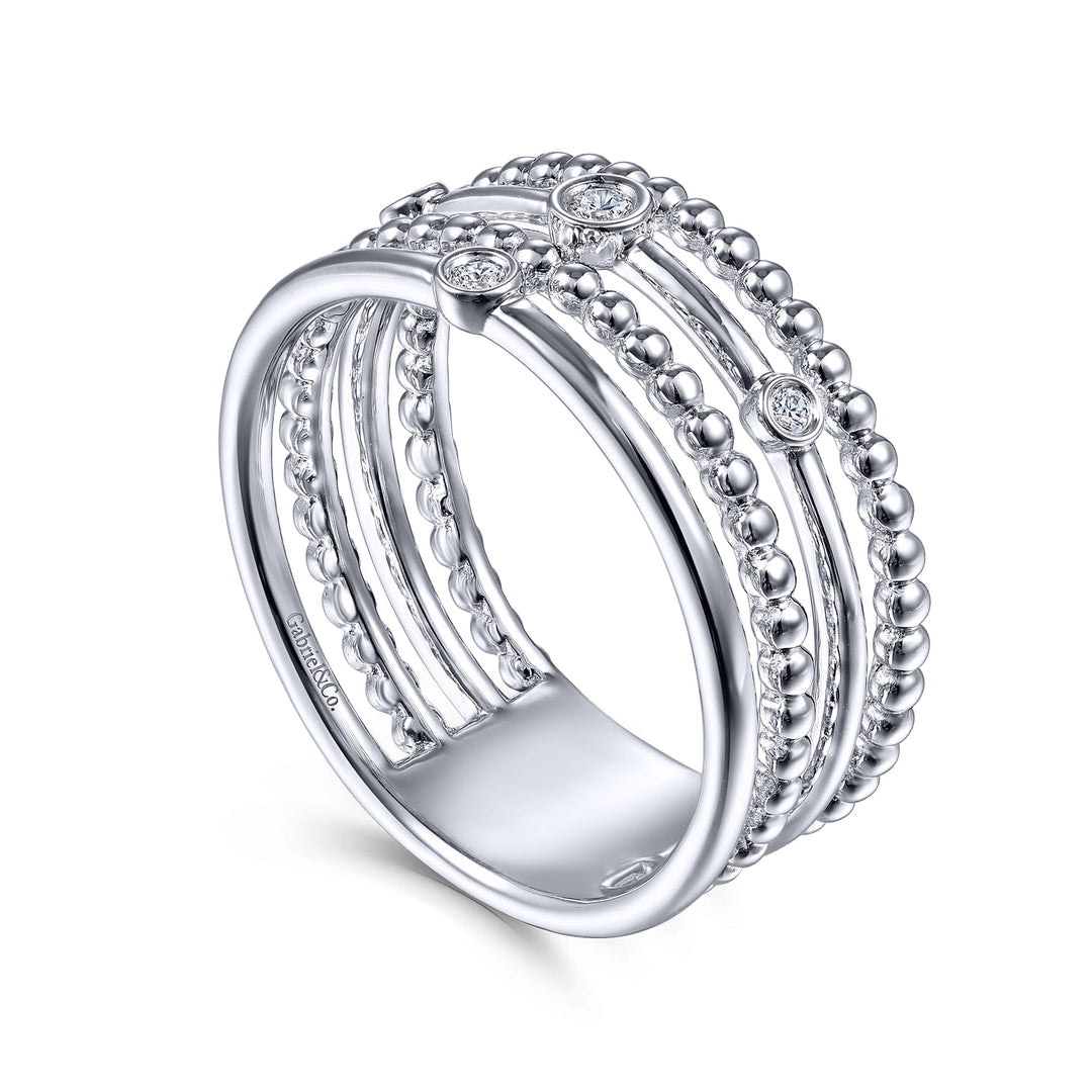 Sterling Silver Gabriel & Co. Multi-Row Stackable Ring With Diamonds