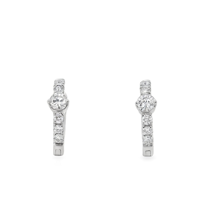 18K White Gold 0.45 CTW Diamond Polygon Shaped Huggie Earrings