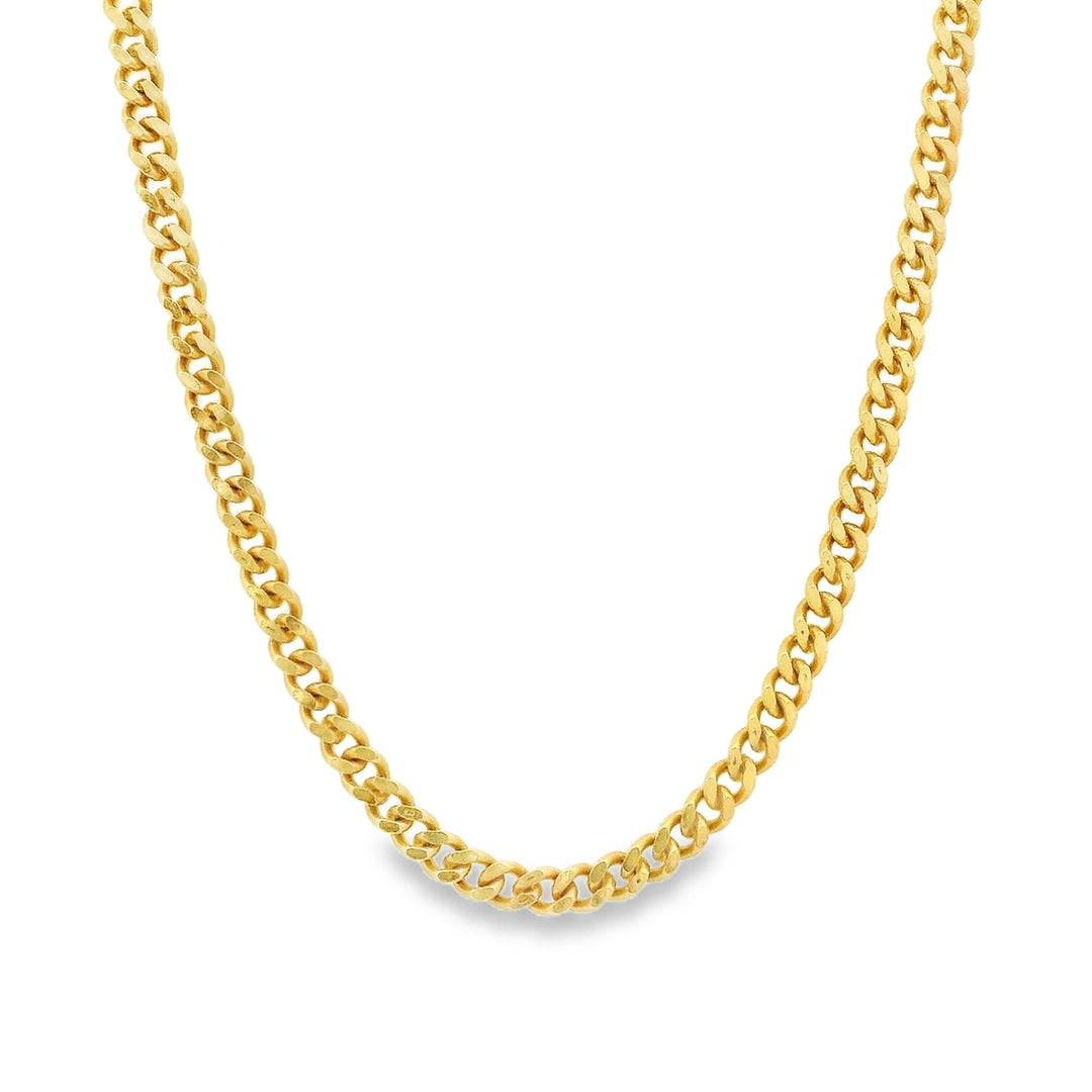Estate - 14 Karat Yellow Gold Polished Medium Solid Curb Link 18" Chain