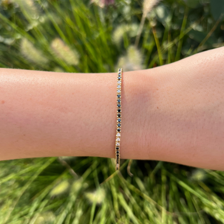 18K Yellow Gold Frederic Sage 2.10 CTW Black And White Diamond 7" Tennis Bracelet