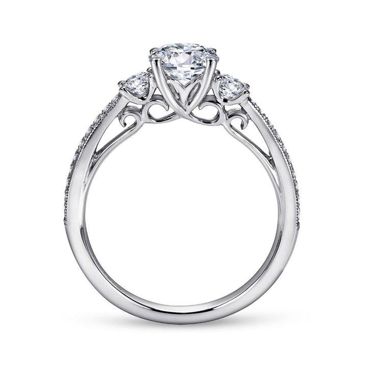 14K White Gold 0.32 CTW Diamond Set Engagement Ring Semi-Mount