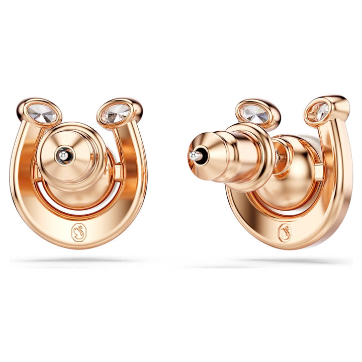 Swarovski Symbolica Rose Gold-Tone Plated Horseshoe Stud Earrings With Clear Crystal Pearl 5736980