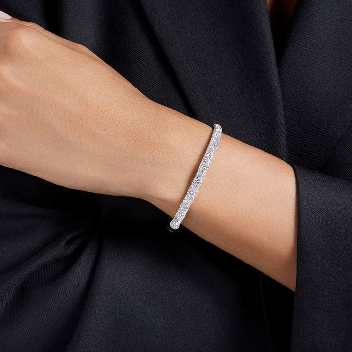 Swarovski Sublima Rhodium Plated Bangle With Clear Crystals