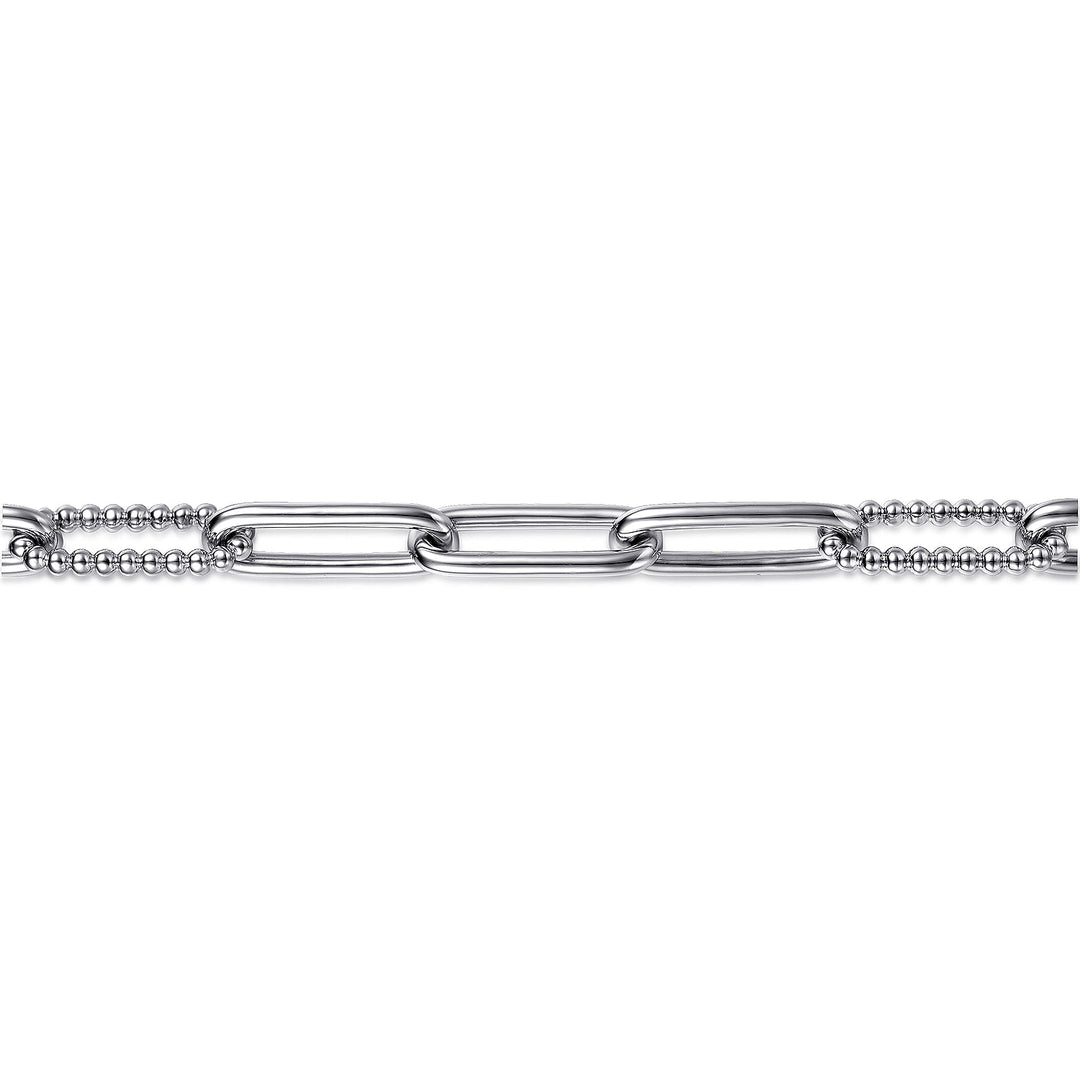 Gabriel & Co. Silver Polished & Beaded Paperclip  Link Bracelet