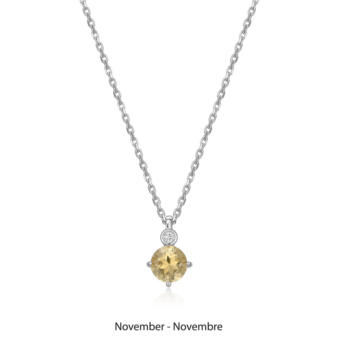 ELLE Sterling Silver November Birthstone Necklace With Genuine Citrine