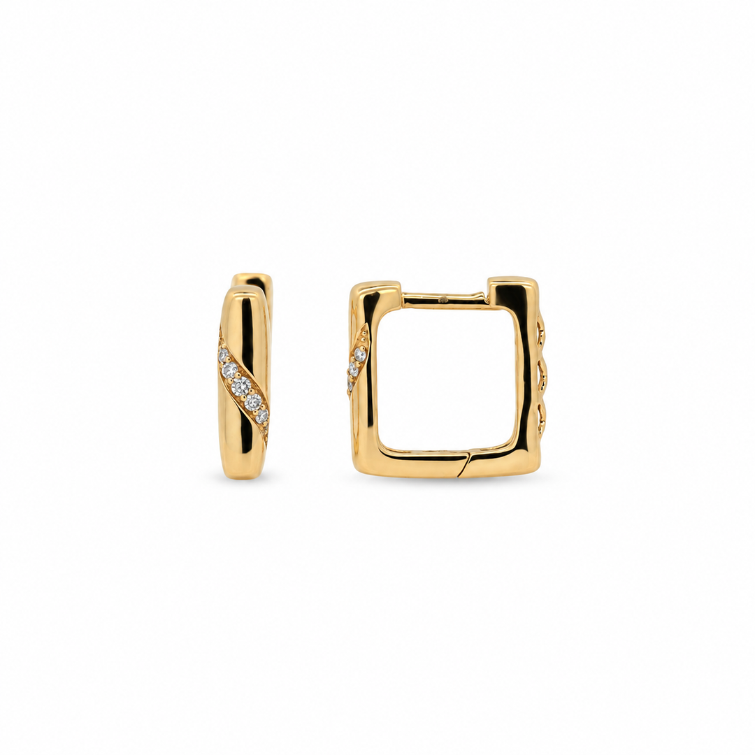 14K Yellow Gold 0.07 CTW Diamond Hoop Earrings