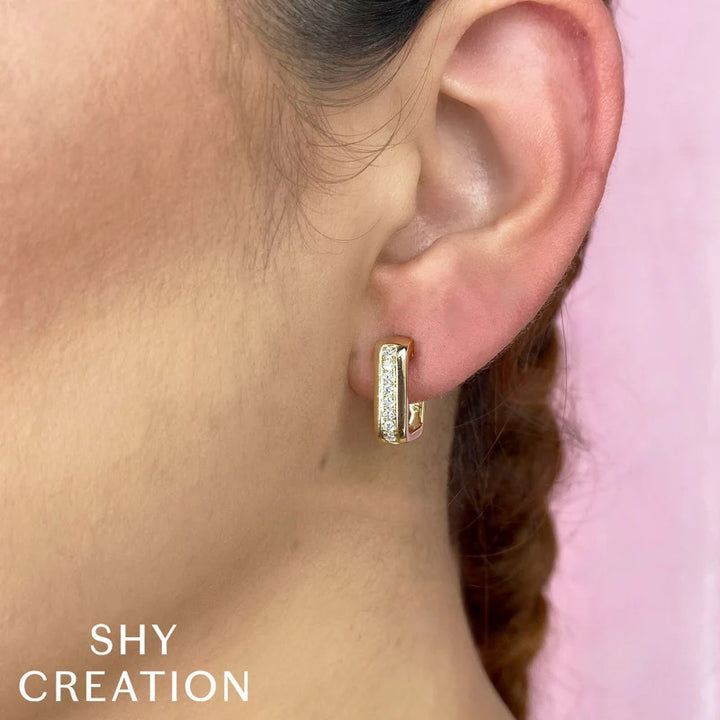14K Yellow Gold 0.24 CTW Diamond Half Hoop Earrings