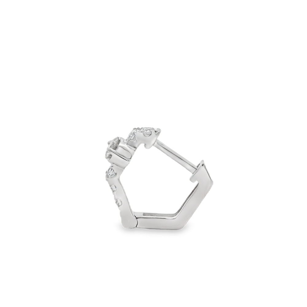 18K White Gold 0.45 CTW Diamond Polygon Shaped Huggie Earrings