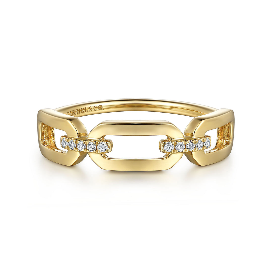 14K Yellow Gold Gabriel & Co. 0.04 CTW Diamond Woman's Open Ring