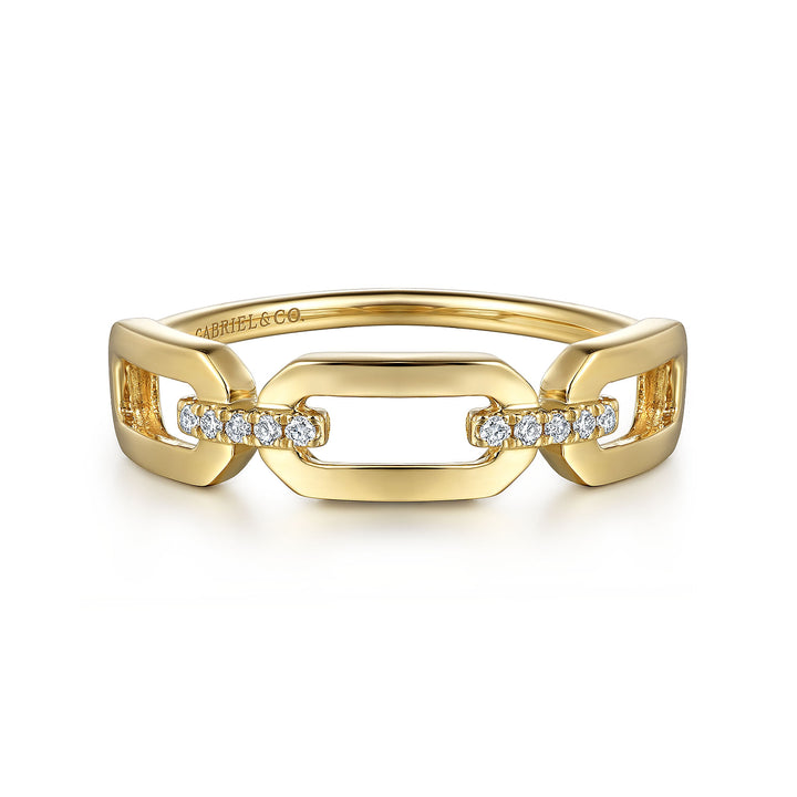14K Yellow Gold Gabriel & Co. 0.04 CTW Diamond Woman's Open Ring