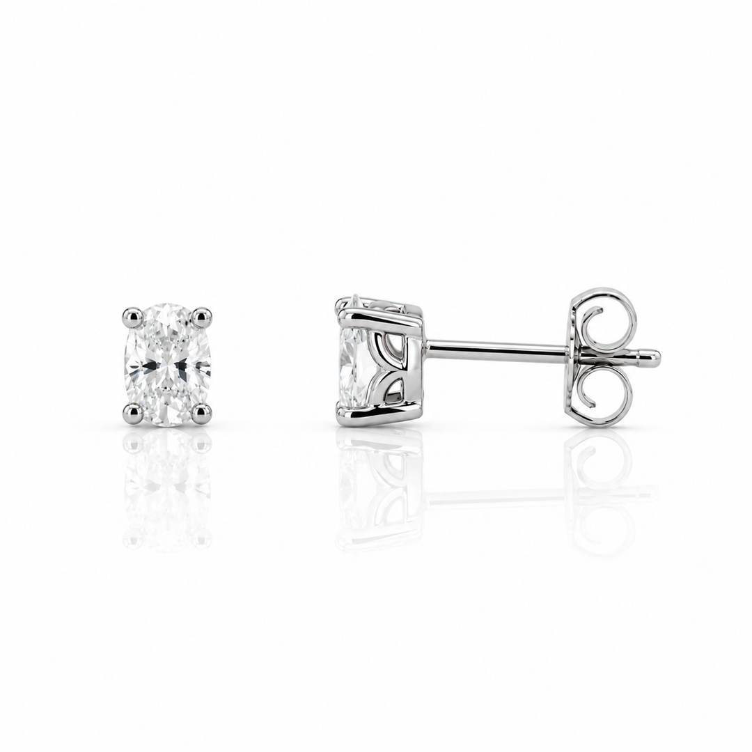10K White Gold 0.40 CTW Oval Cut LAB Grown Diamond Stud Earrings
