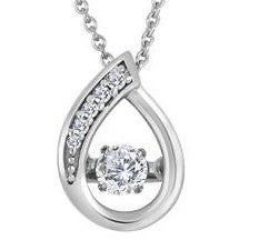 10K White Gold Love In Motion Canadian Diamond Tear Drop Necklace