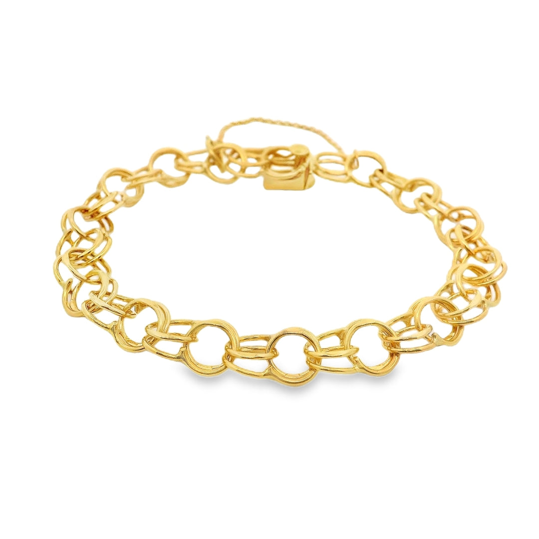 Estate - 14K Yellow Gold Open Fancy Link 7.5" Bracelet