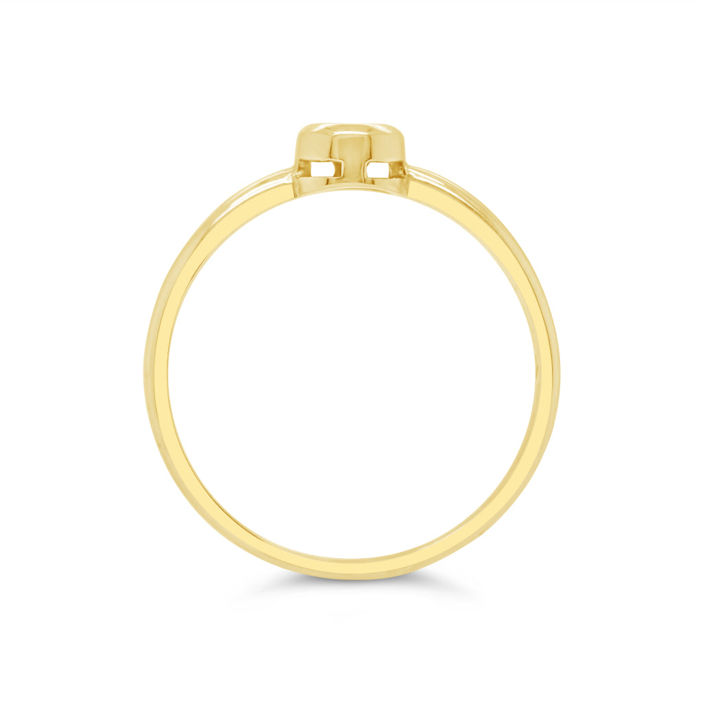10K Yellow Gold 3mm Round Bezel Set Citrine Women's Ring