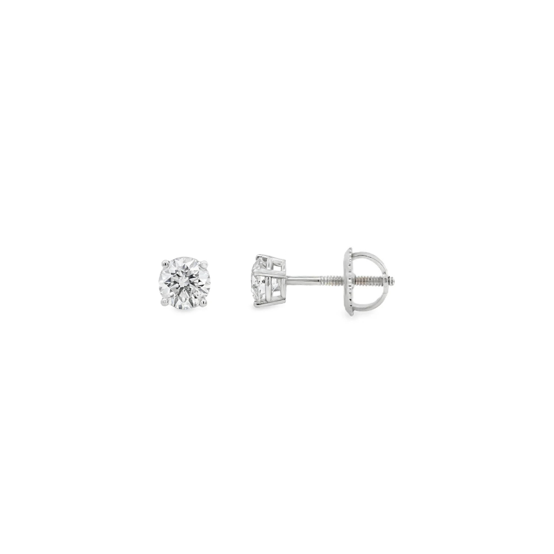 14K White Gold Round Brilliant Cut 0.25 CTW Diamond Stud Earrings