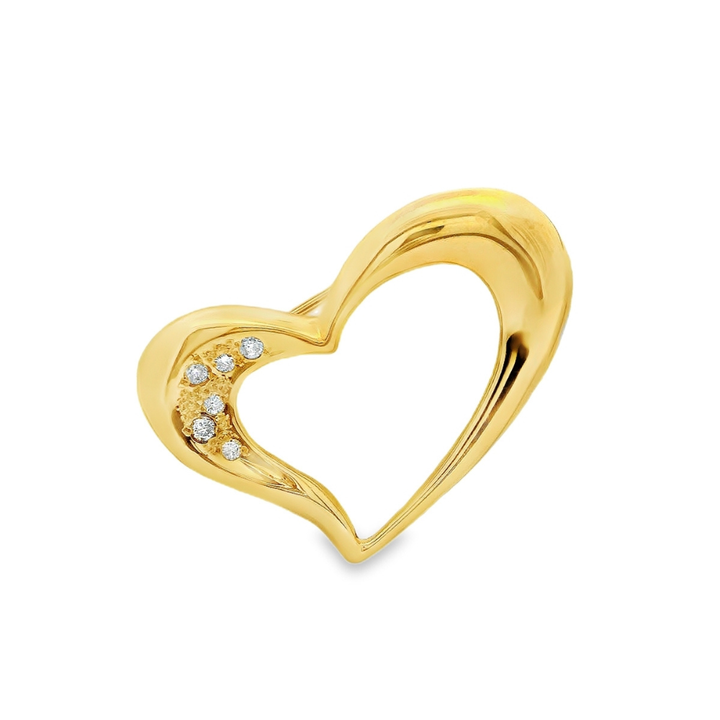 Estate - 10K Yellow Gold 0.15 CTW Heart Brooch