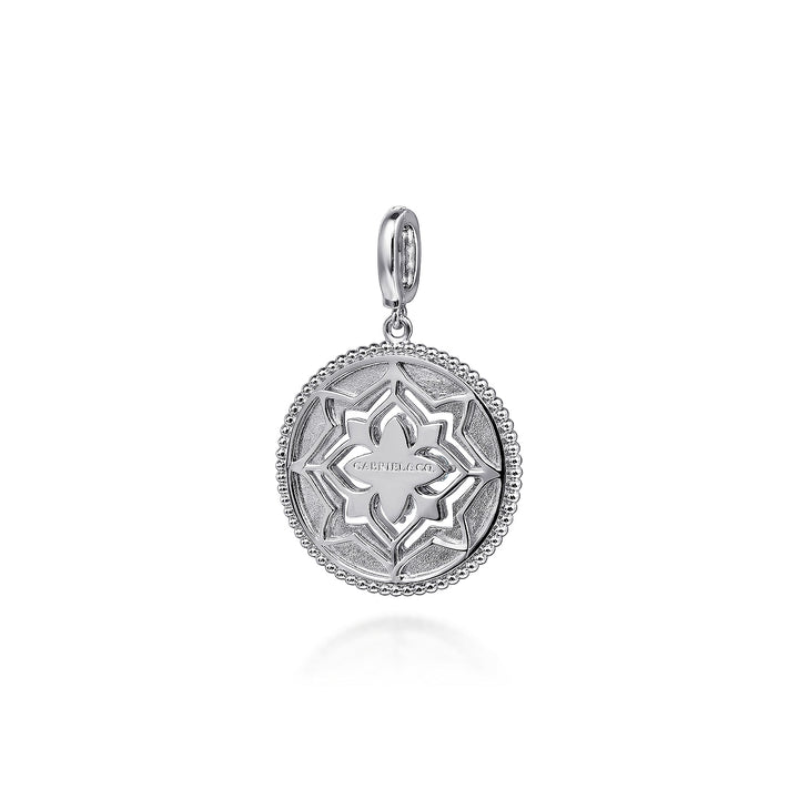 Gabriel & Co. Sterling Silver 24mm Disc Pendant With Blue Topaz And White Sapphires