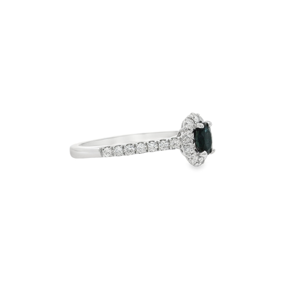 14K White Gold 0.53 CTW Sapphire And 0.44 CTW Diamond Ring