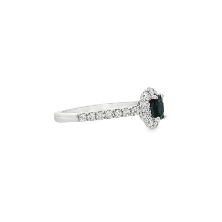 14K White Gold 0.53 CTW Sapphire And 0.44 CTW Diamond Ring