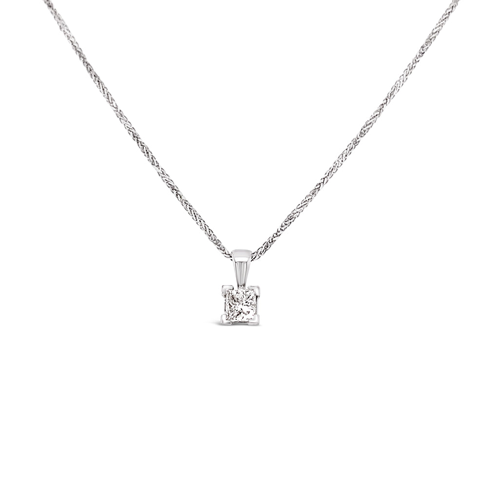 Women's 14K White Gold Princess Cut Solitaire 0.417 CTW Diamond Pendant