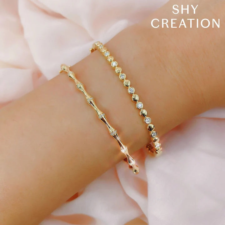 14K Yellow Gold Shy Creation 0.37 CTW Diamond Bracelet