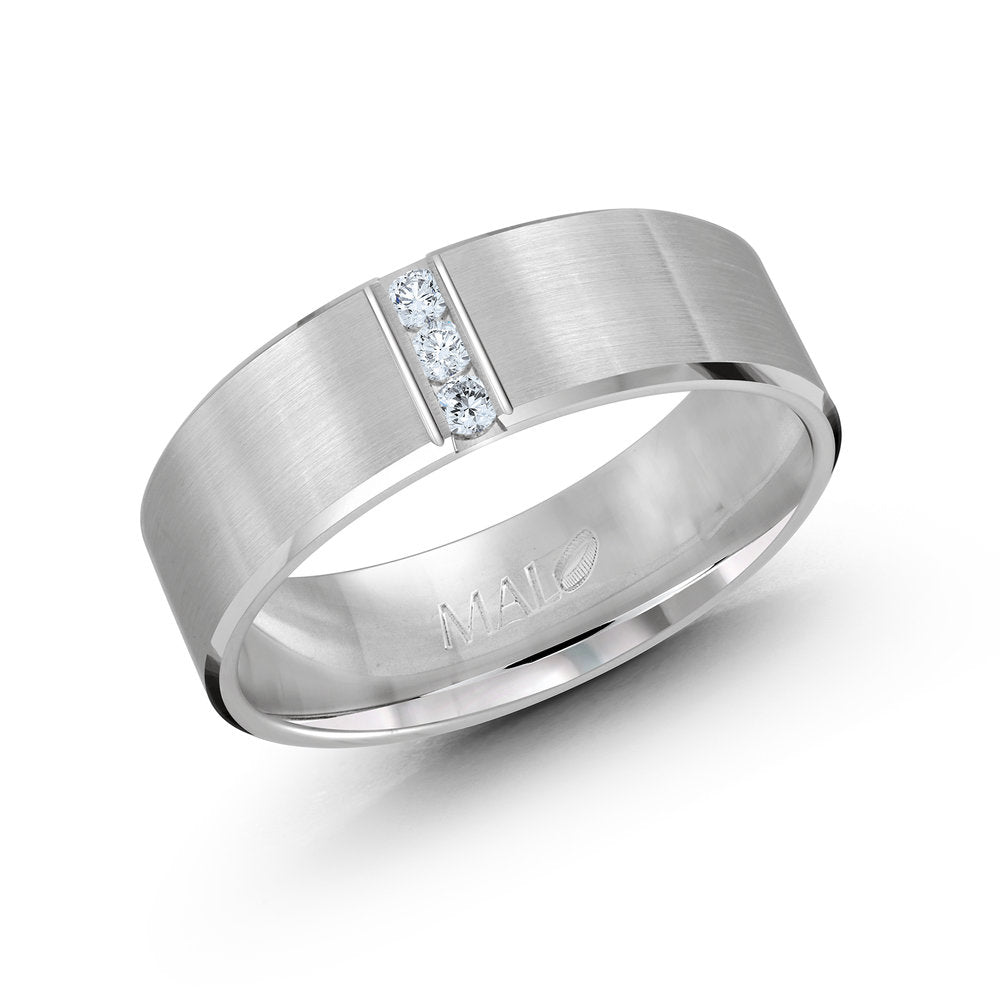 14K White Gold 0.09 CTW Diamond Set Men's Wedding Band