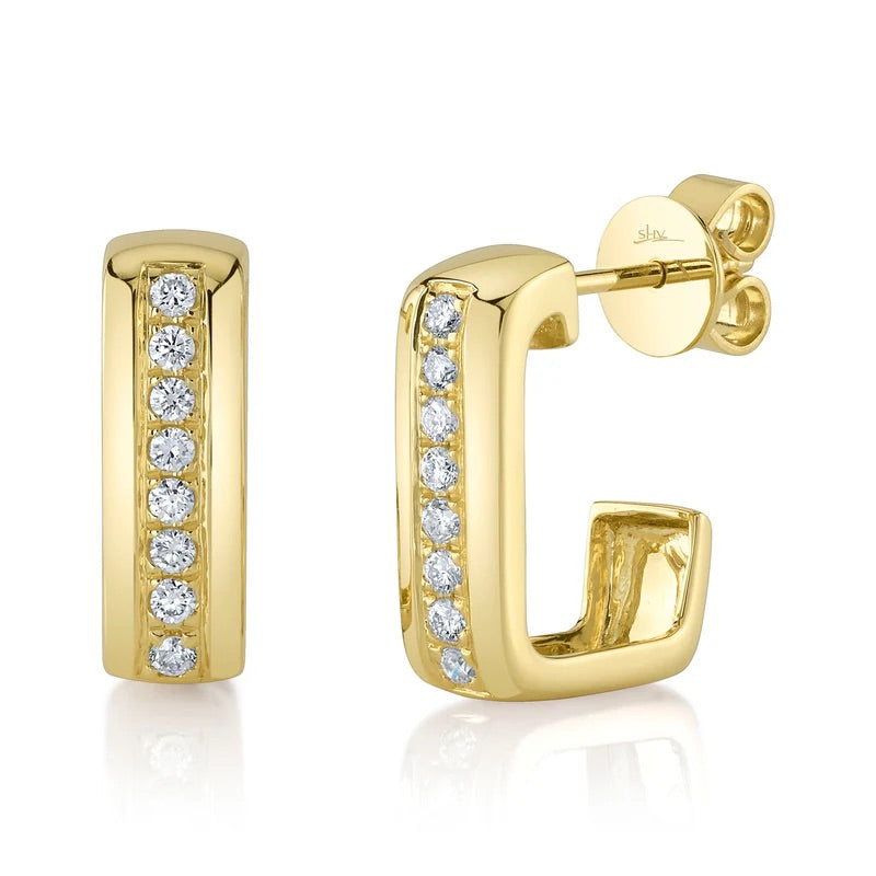 14K Yellow Gold 0.24 CTW Diamond Half Hoop Earrings