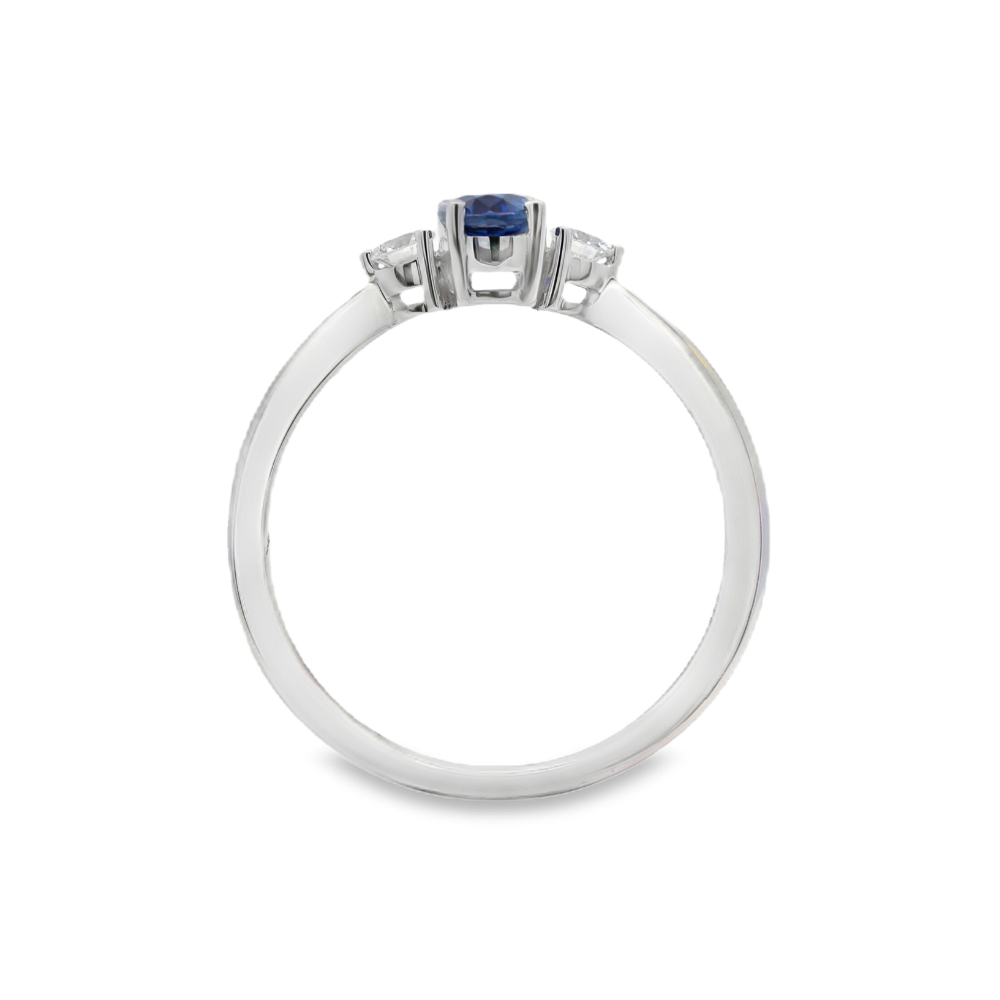 18K White Gold 0.59 CTW Sapphire And 0.13 CTW Diamond Ring
