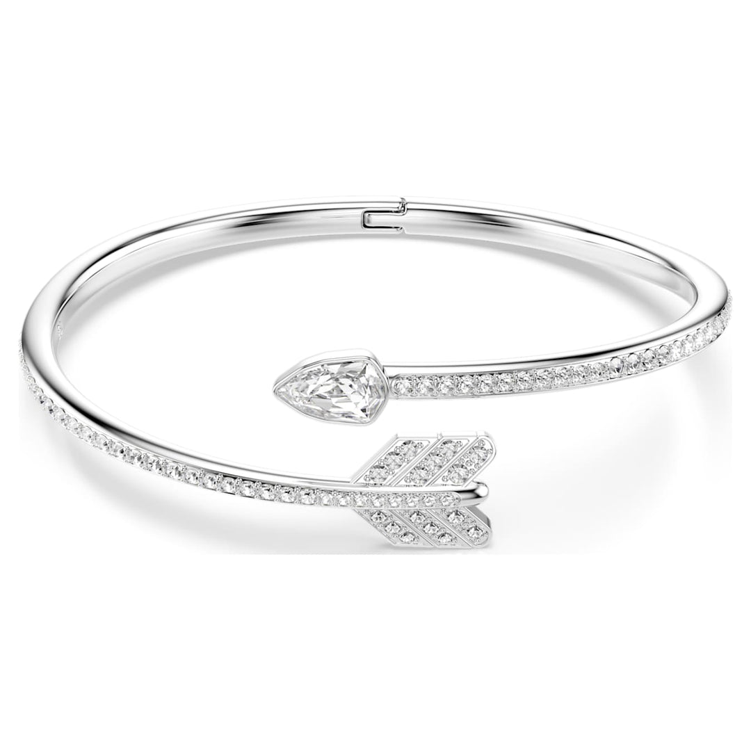 Swarovski Idyllia Rhodium Plated Arrow Bangle With Clear Crystals 5737264