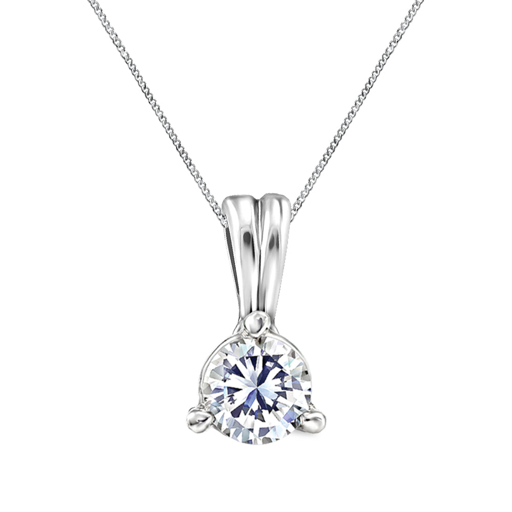 14K White Gold Solitaire Canadian Diamond Necklace