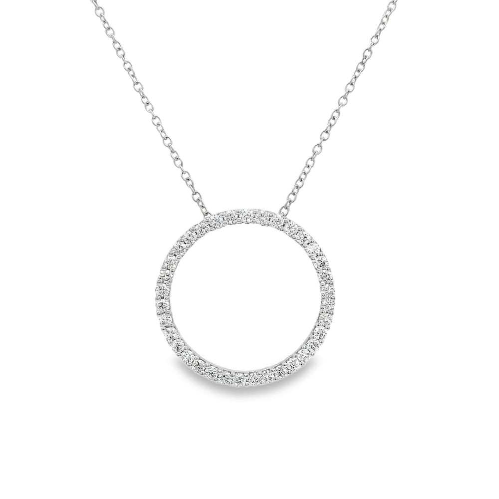 18K White Gold 0.46 CTW Diamond Circle Pendant