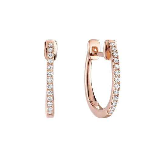 14K Rose Gold 0.11 CTW Diamond Set Huggie Earrings