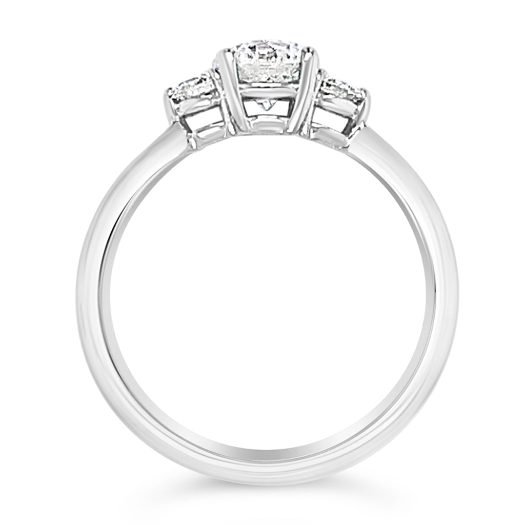 14K White Gold Three Stone 0.93 CTW Diamond Engagement Ring