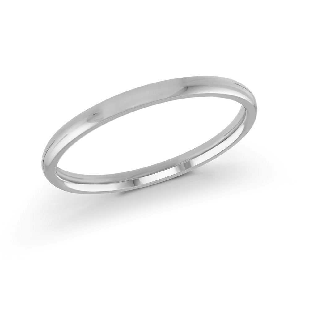 Women's 10K White Gold 2mm Domed Wedding Band Size 7