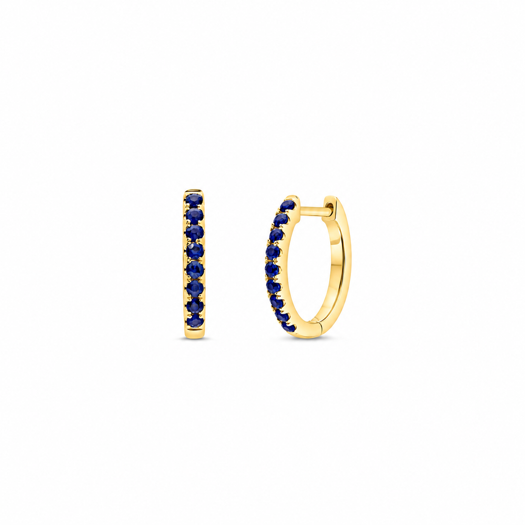 14K Yellow Gold 0.32 CTW Round Sapphire Huggie Earrings