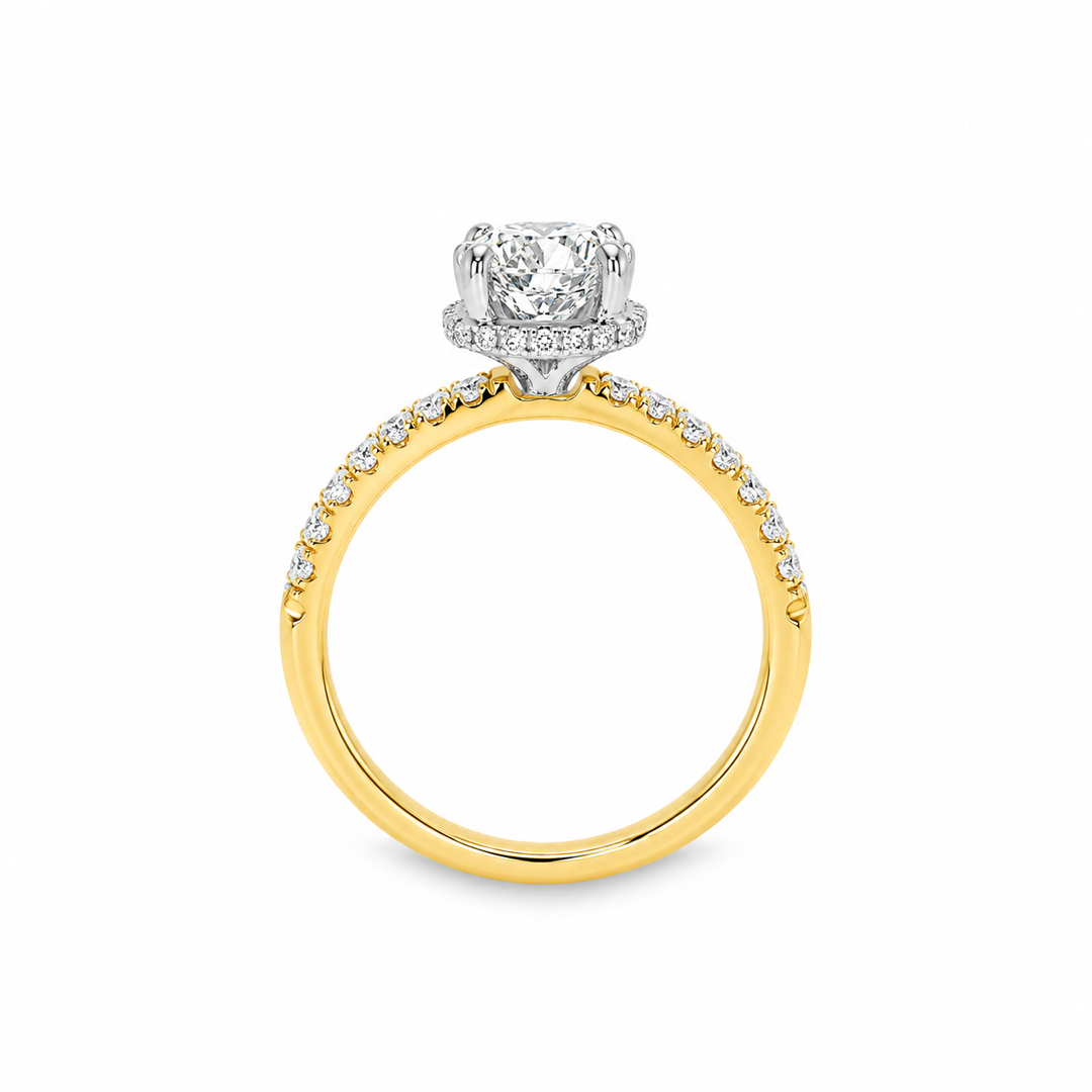 Women's 18K Yellow And White Gold Hidden Halo 0.24 CTW Diamond Semi-Mount Engagement Ring