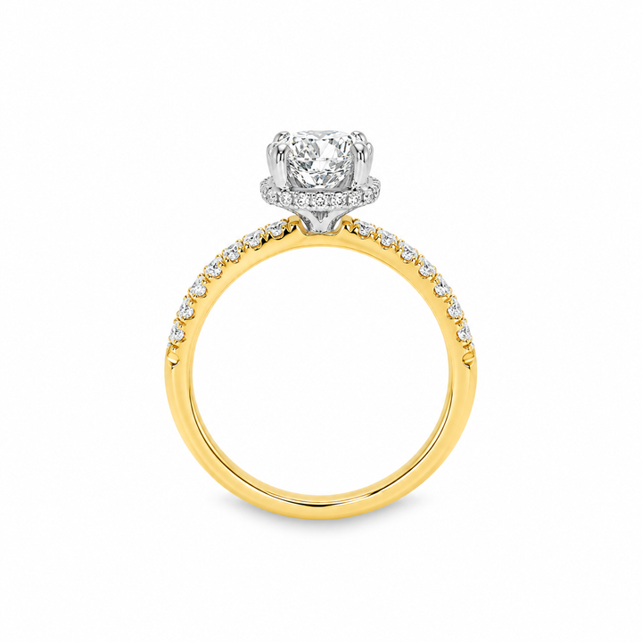 Women's 18K Yellow And White Gold Hidden Halo 0.24 CTW Diamond Semi-Mount Engagement Ring
