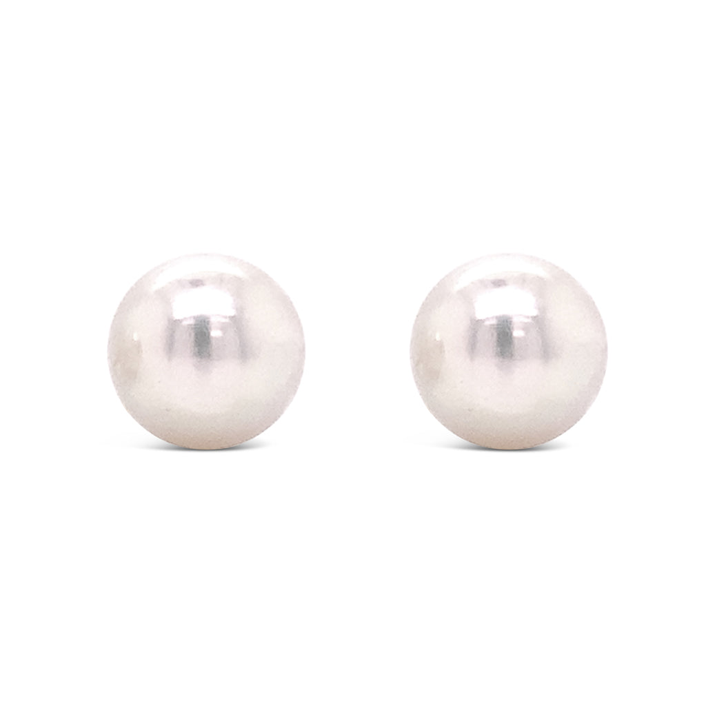 14K Yellow Gold 8-8.5mm White Fresh Water Cultured Pearl Stud Earrings