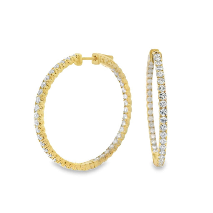 14K Yellow Gold 3.80 CTW Diamond Extra-Large Hoop Earrings