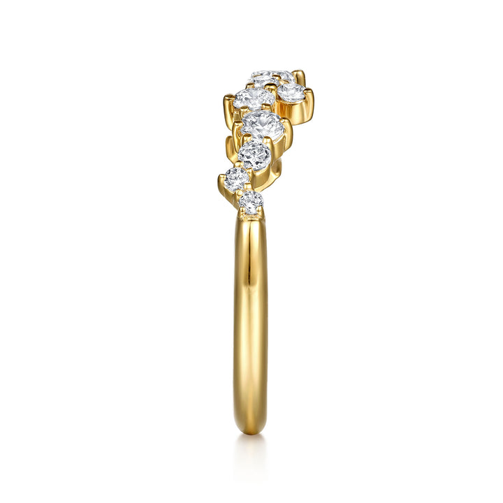 14K Yellow Gold SI G/H 0.50 CTW Diamond Women's Curved Wedding Band