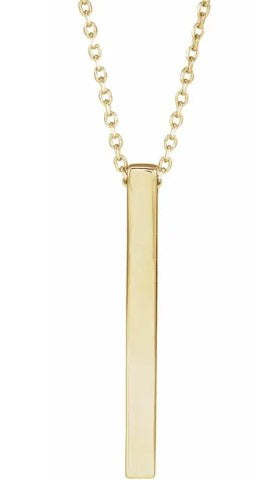 14K Yellow Gold Vertical Bar 16-18" Necklace