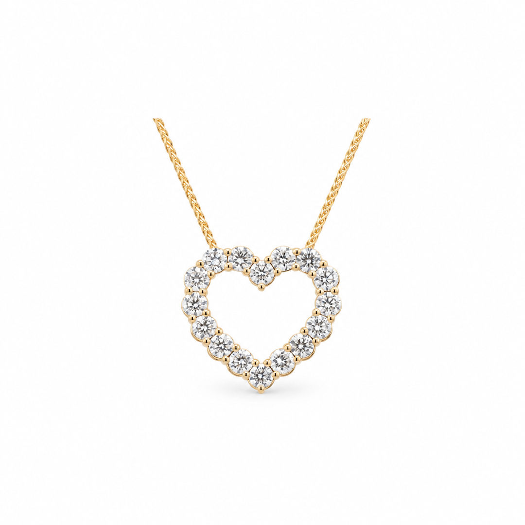 10K Yellow Gold 2.00 CTW LAB Diamond Heart Pendant