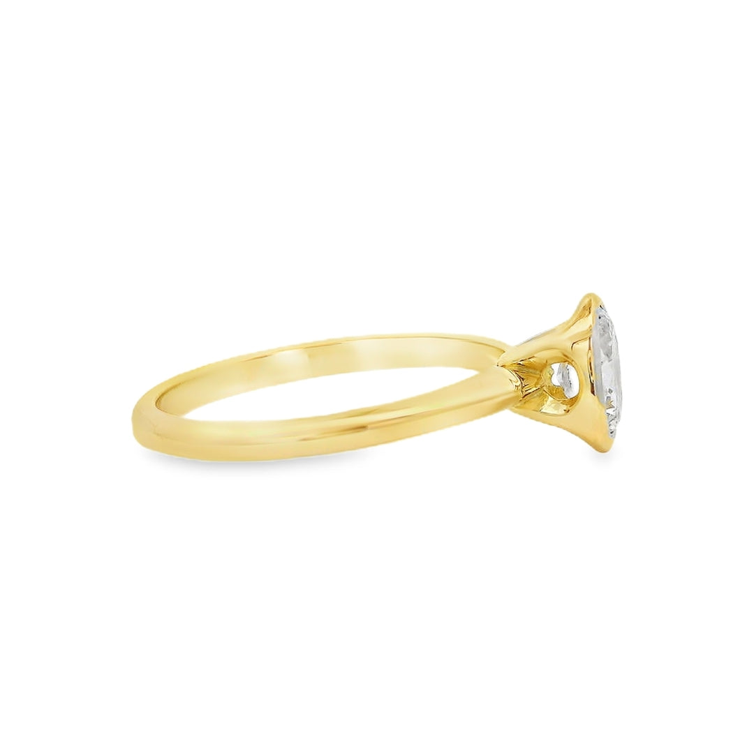 Women's 14K Yellow Gold Classic 0.61 CTW Oval Diamond Engagement Ring