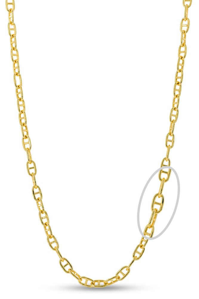 sempreORO Sterling Silver 14 Karat Gold Bonded 2.4mm Mariner Link Chain