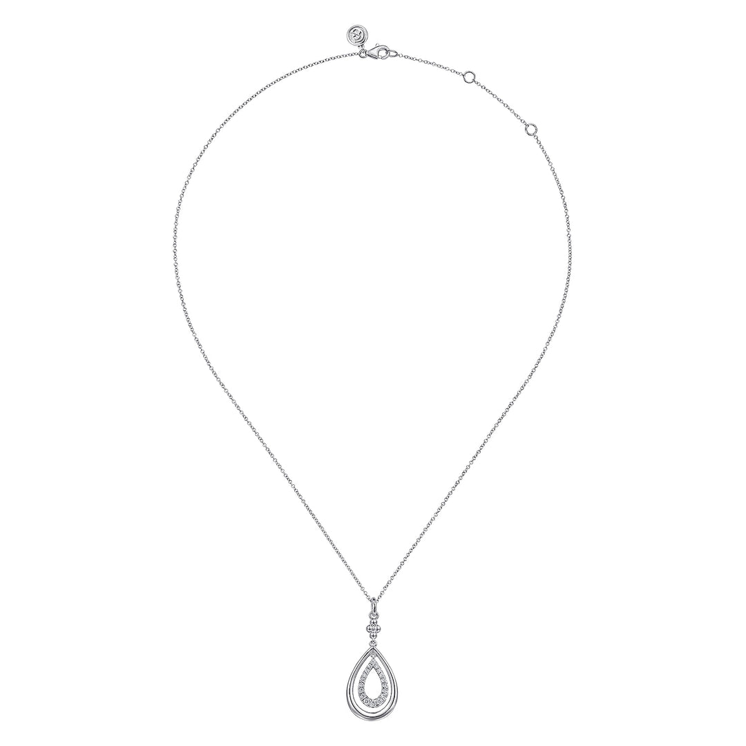 Gabriel & Co. Sterling Silver Teardrop Necklace With White Sapphires
