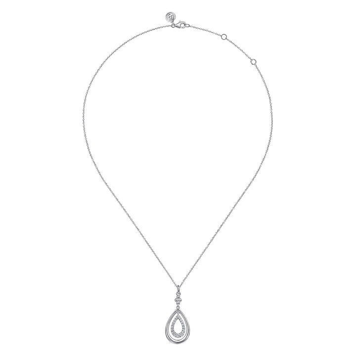 Gabriel & Co. Sterling Silver Teardrop Necklace With White Sapphires